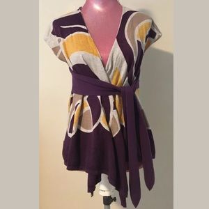 Anthropologie Moth Abstract Print Self Belt Cardi